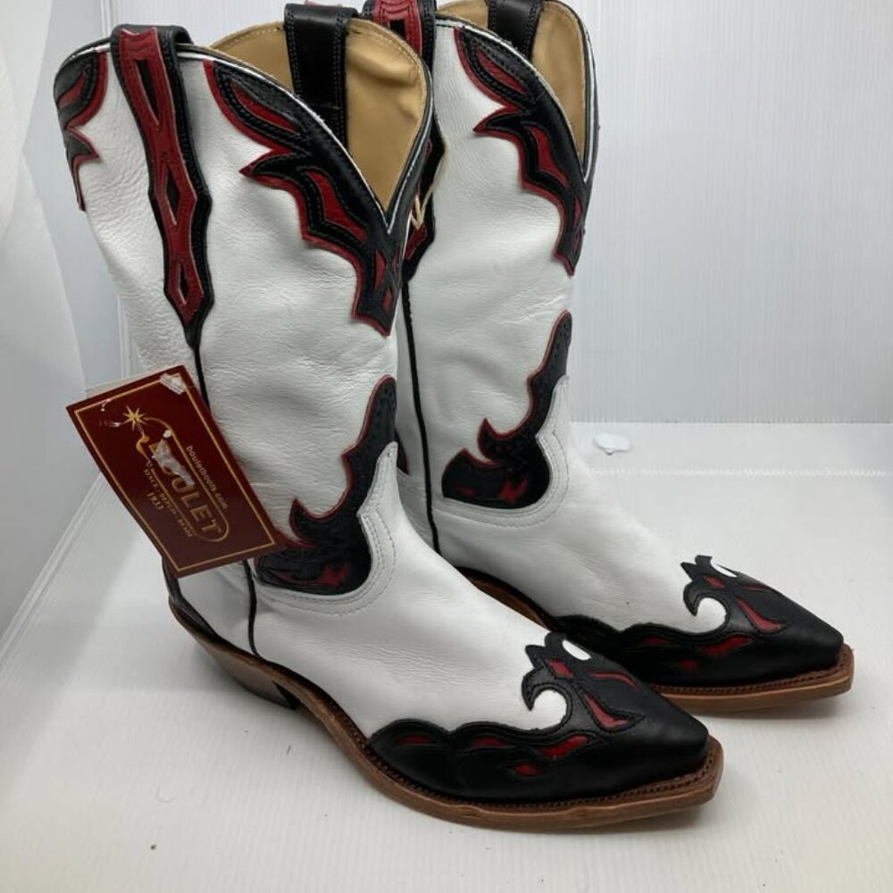 BOULET western cowboy NEW white/red/black womens boots sz 9 C